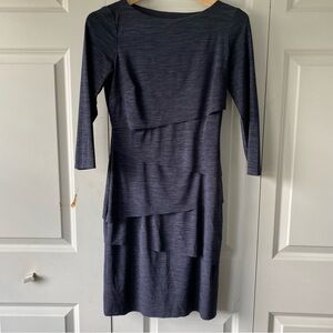 Tahari Navy Long Sleeve Layered Dress
